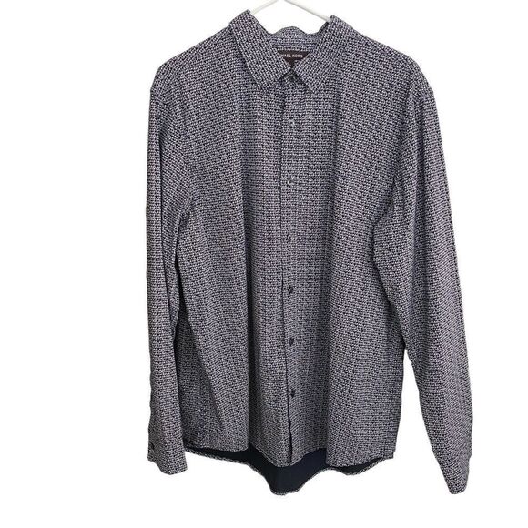 Men's Michael Kors Button Down Black & White Long Sleeve Shirt Size XL - Picture 1 of 8
